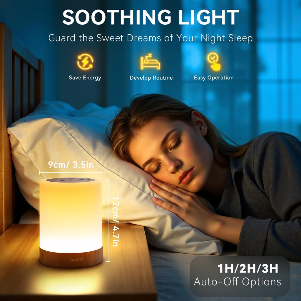 Auxmir Nursery Night Light for Baby, Rechargeable Touch Lamp for Breastfeeding & Diaper Changes, 256 RGB Colors 5 Brightness Levels, 1/2/3H…