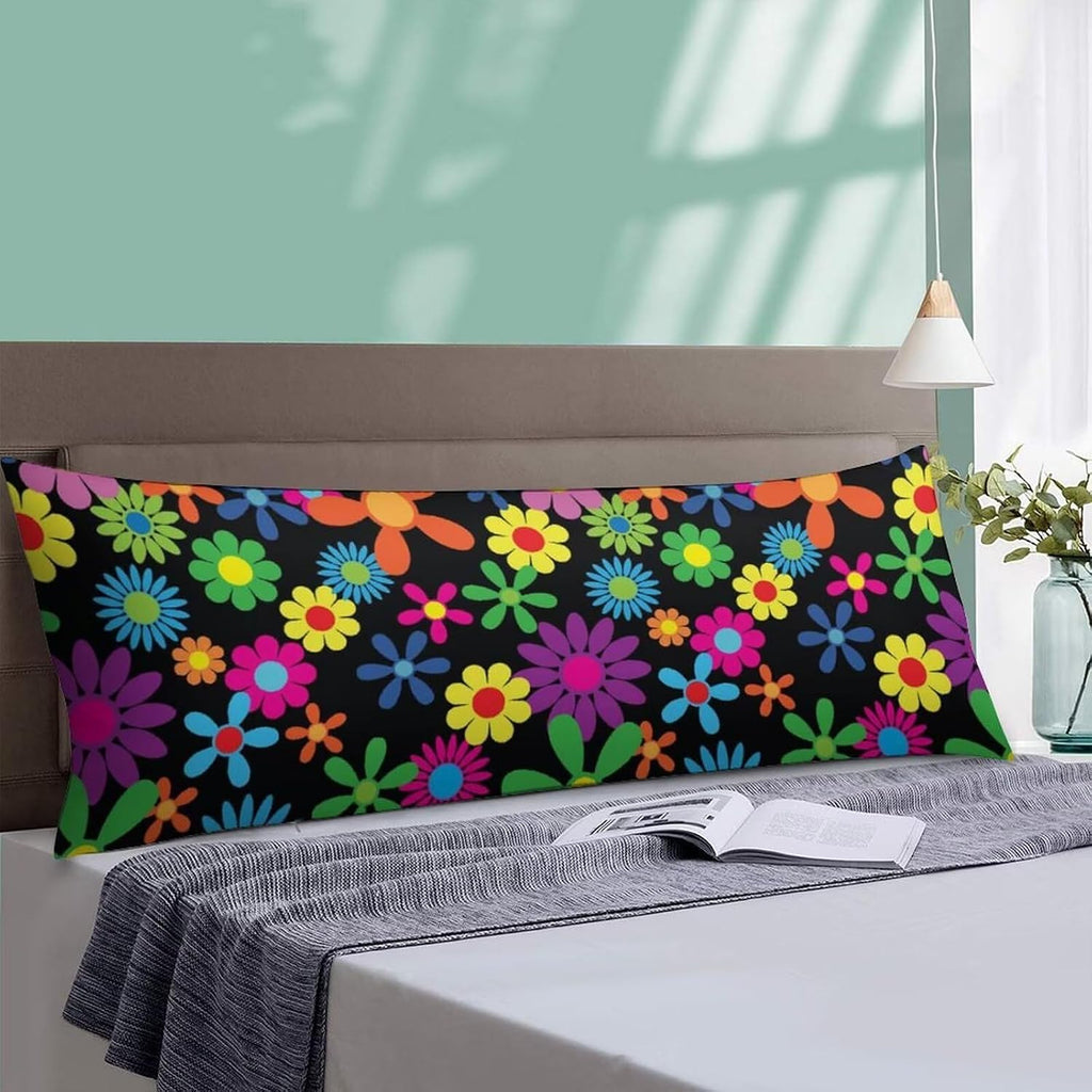 Body Pillow Cover Pattern Printed Body Pillowcase Hippie Flowers Seamless Repeating Pattern Decorative Rectangle Long Pillow Cases…