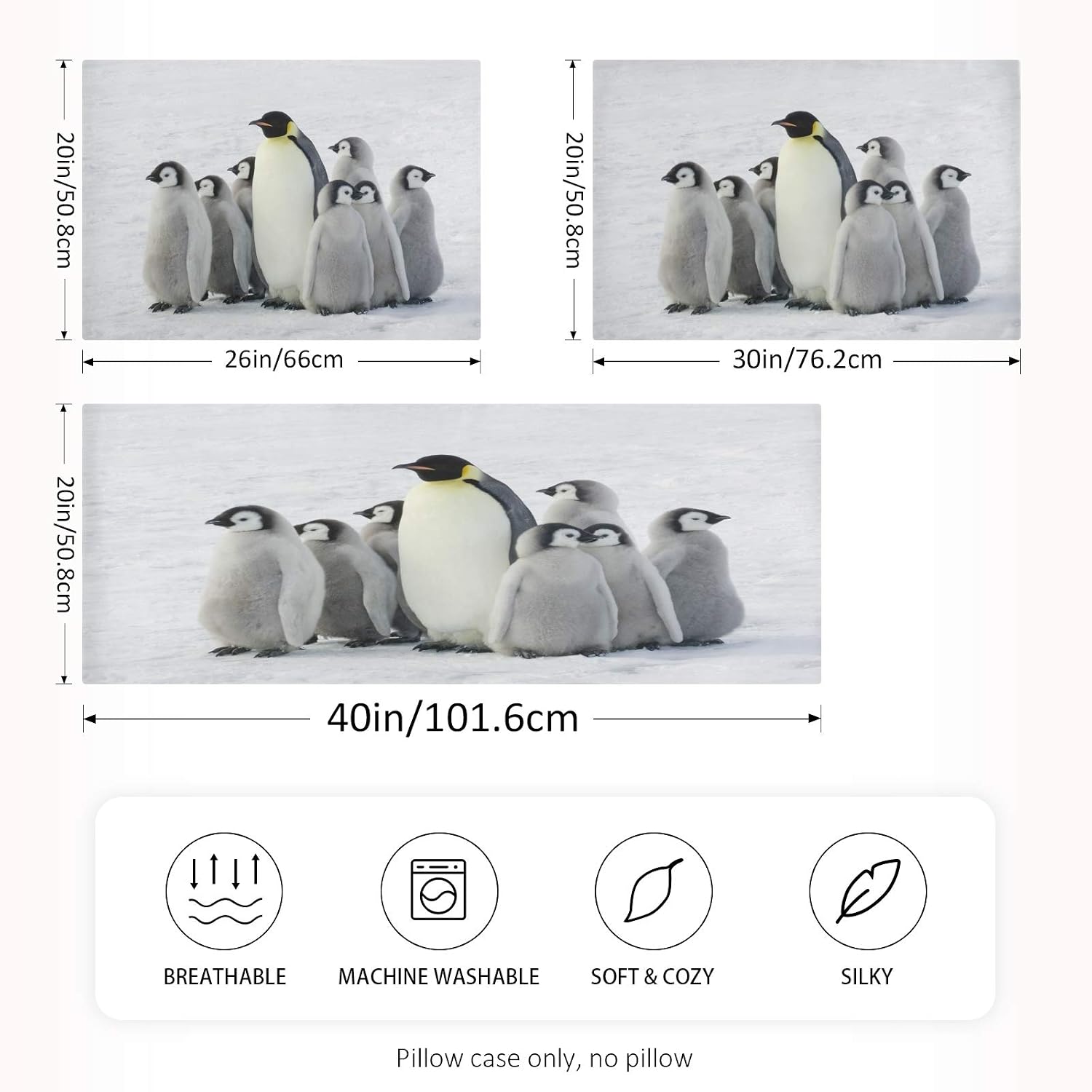 Blueangle Emperor Penguin and Child Satin Pillowcase for Hair and Skin Silk Pillowcase, Standard Size(20x26 inches) - Satin Pillow Covers…