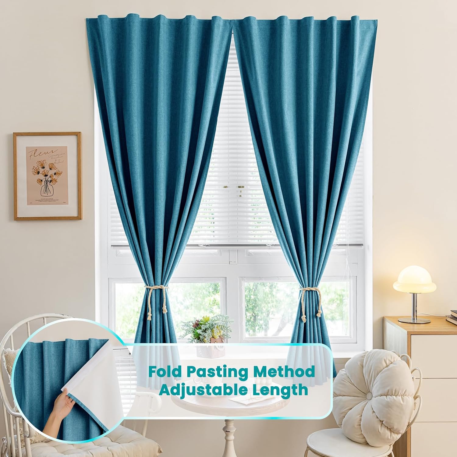 100% Blackout Self Adhesive Portable Curtains for Bedroom Easy to Install Window Thermal Lnsulated Kitchen Room Darkening Small Window…
