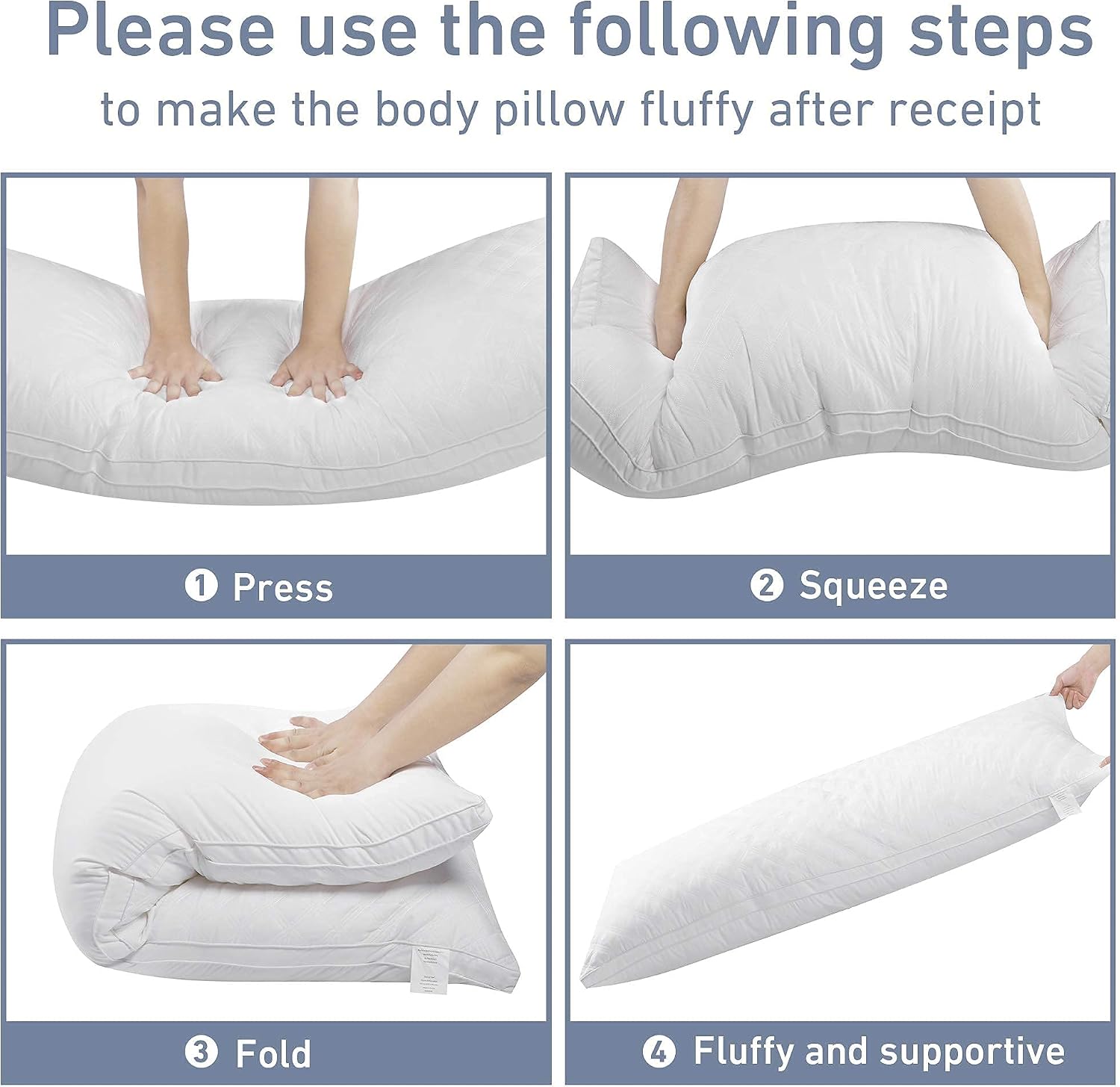 Leeden Body Pillow - White Firm Fluffy Long Pillow - 21 x 54 Soft Plush Full Body Pillows - Adjustable Side Pillow for Sleeping 1 Count Whi…