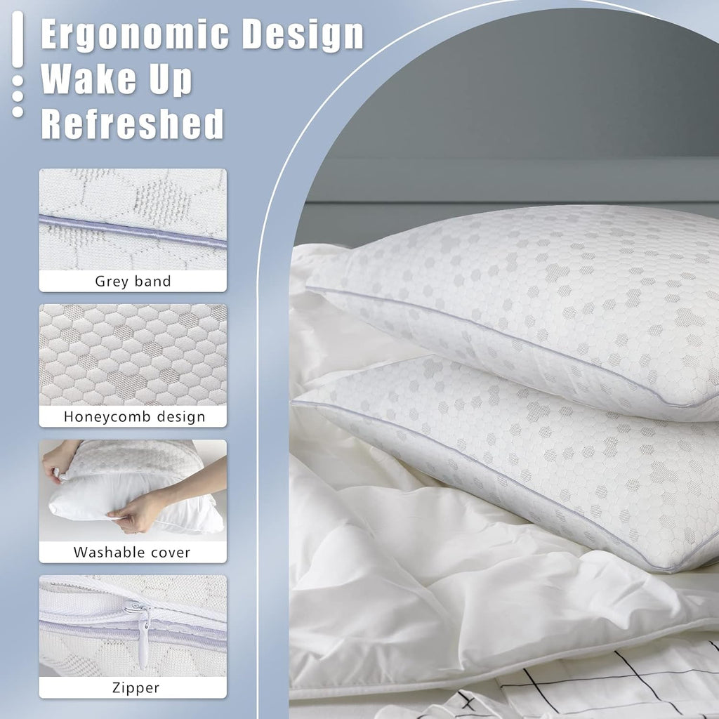 Himoon Shredded Memory Foam Pillows, Medium Firm King Size Pillows 2 Pack, Couples Bed Pillows for Side Back Stomach Sleepers Set of 2 2 Pac…