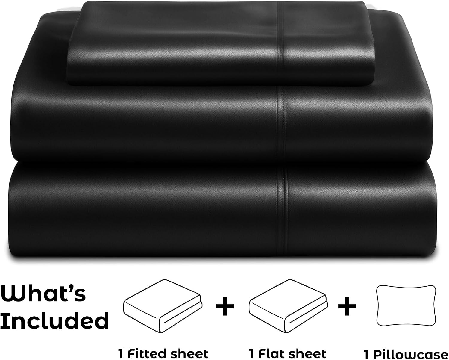 PureBedding Pure Bedding Satin Sheets Twin [3-Piece, Black] Hotel Luxury Silky Bed Sheets - Extra Soft 1800 Microfiber Sheet Set, Wrinkle,…