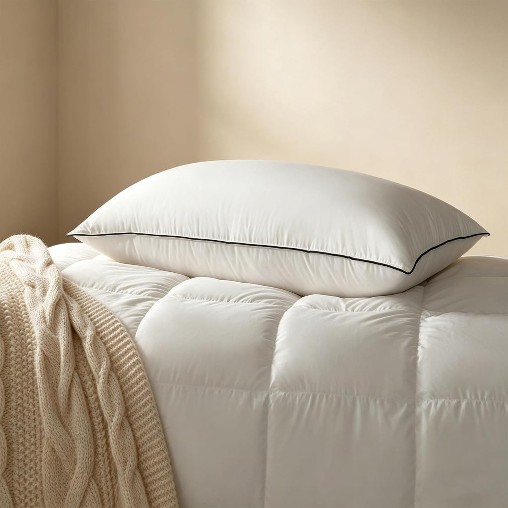Down Bed Pillows, White Duck Down Feather Filled Pillow Inserts, Luxurious Soft Hotel Bed Pillow for Sleeping with Breathable Cotton…
