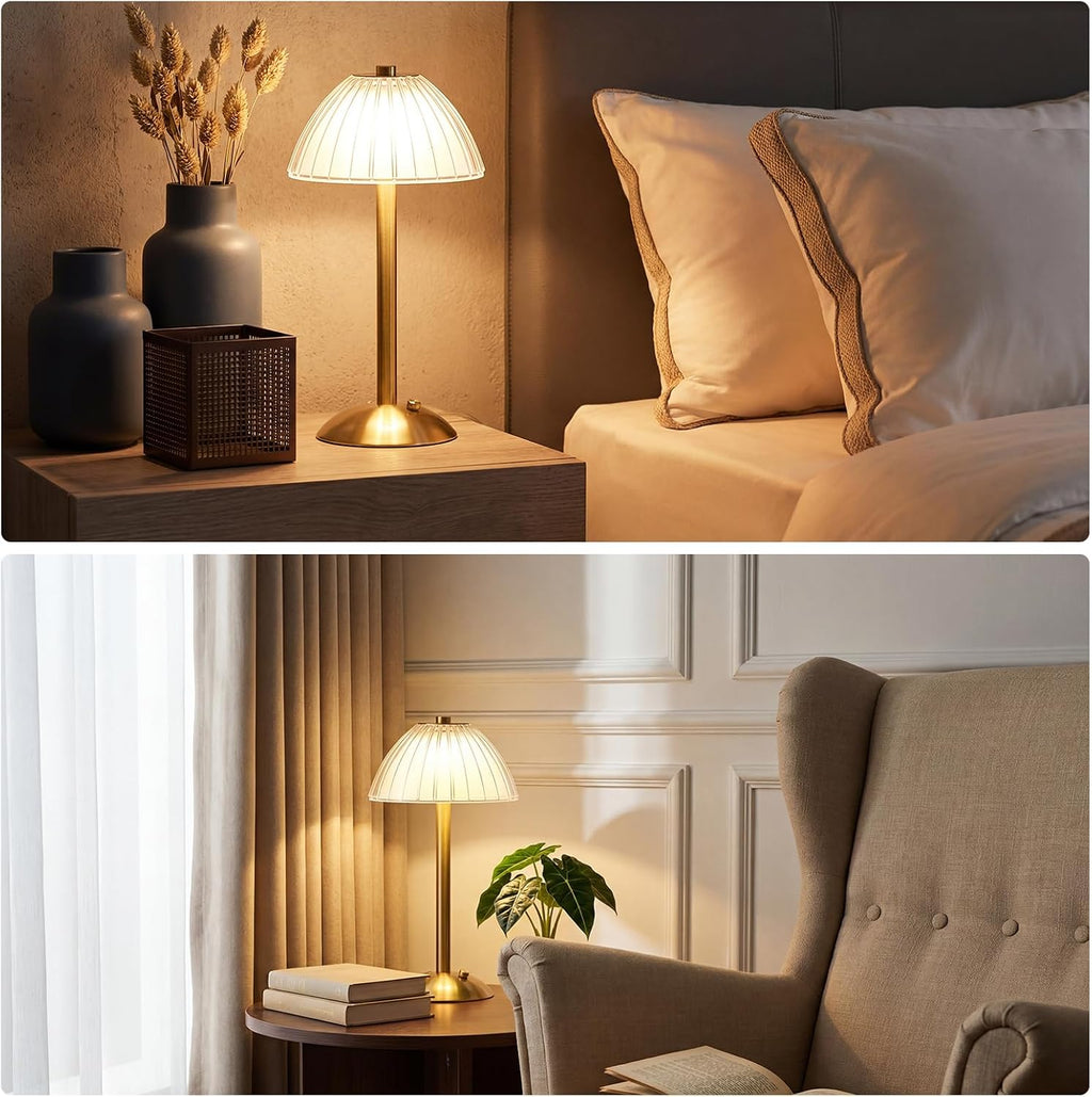 Liliful 4 Pcs Cordless Table Lamp Rechargeable Touch LED Small Gold Portable Battery Operated USB-c Desk Lamp 3 Color Dimmable for…