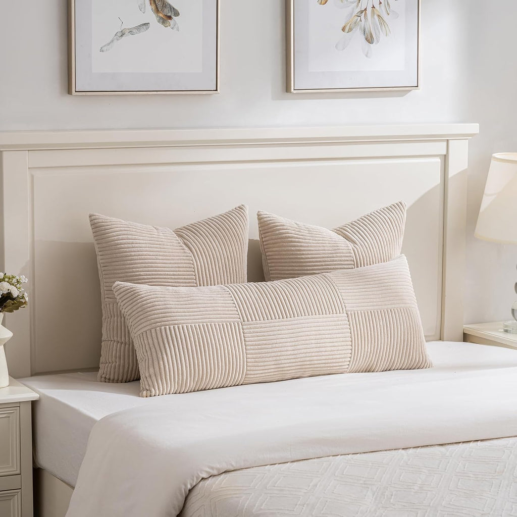 Fancy Homi 2 Packs Tan Decorative Throw Pillow Covers 18x18 Inch for Living Room Couch Bed, Rustic Farmhouse Boho Home Decor, Soft Corss…