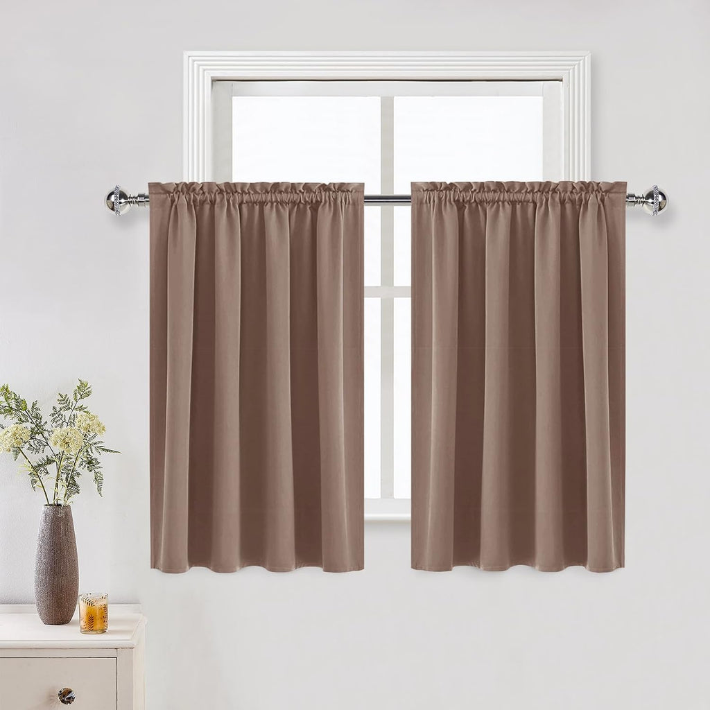 DWCN Blackout Curtains for Living Room Thermal Insulated, Energy Saving & Noise Reducing Bedroom Curtains, Khaki, W 52x L 36 Inch, Set of…