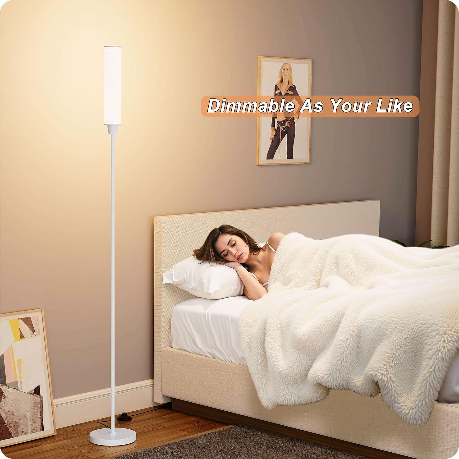 Nukanu Floor Lamp with Remote Control, Floor Lamps for Living Room/Bedroom/Office, Stepless Adjustable 3000K-6000K Colors and 10-100%…