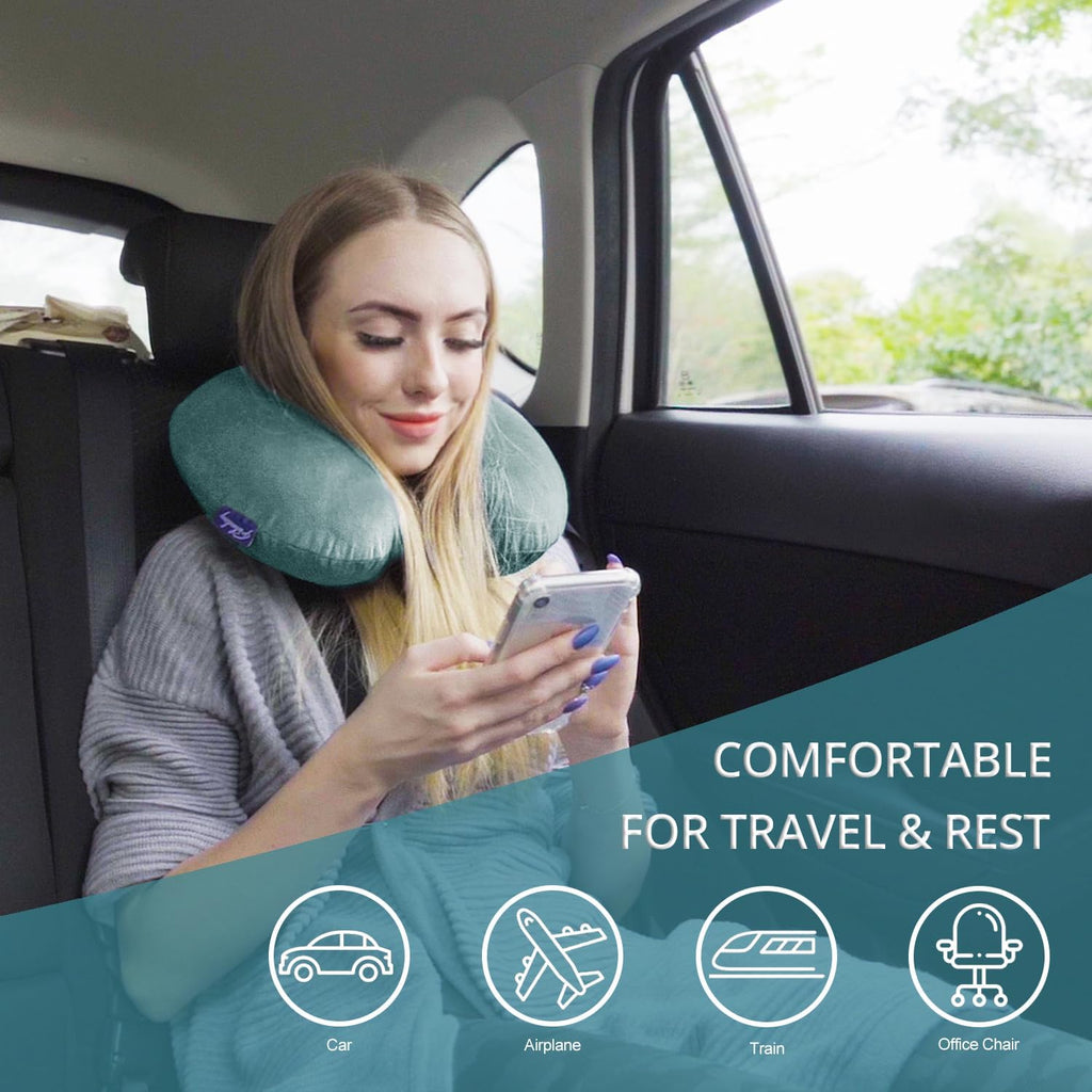 Fabuday Travel Pillow Memory Foam for Airplanes - Neck Pillow for Traveling, Car, Home, Flight Pillow for Sleeping with Attachable Snap Str…
