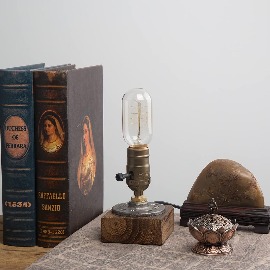 Vintage Table Lamp, Industrial Nightlight Steampunk Desk Lamp with E26 Antique Lamp Holder for Bedroom Living Room Home Art Display Cafe…