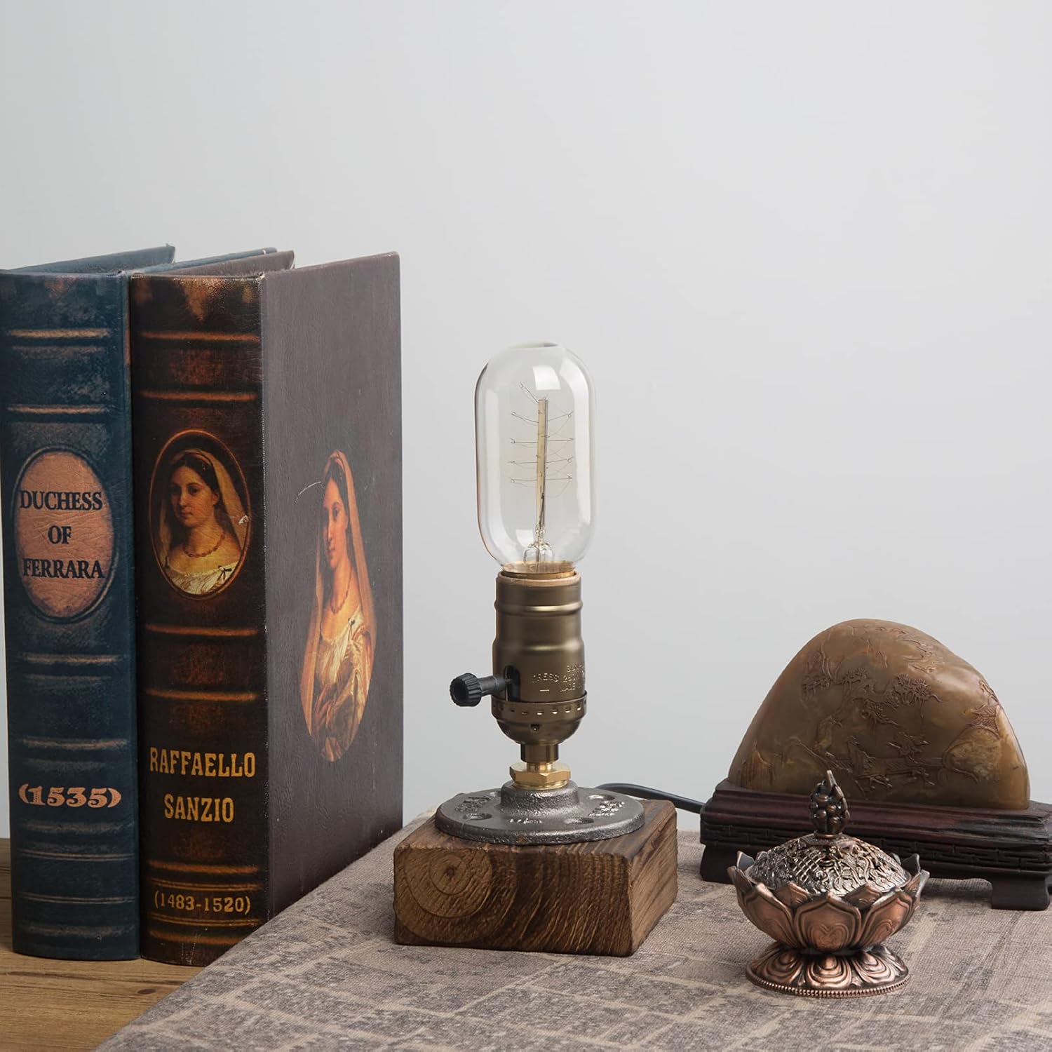 Vintage Table Lamp, Industrial Nightlight Steampunk Desk Lamp with E26 Antique Lamp Holder for Bedroom Living Room Home Art Display Cafe…