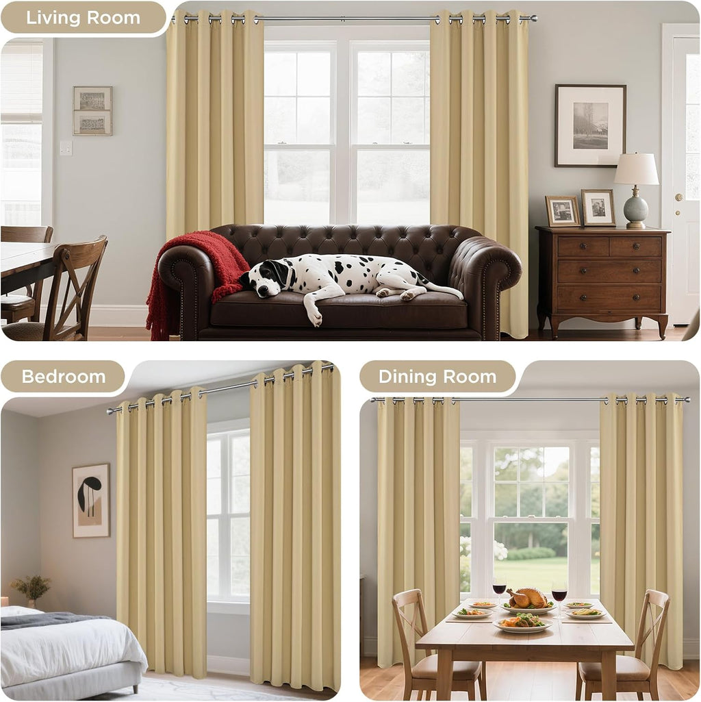 Joydeco Blackout Curtains 108 Inch Length 2 Panels Set, Thermal Insulated Long Curtains& Drapes 2 Burg, Room Darkening Grommet Drapes for L…
