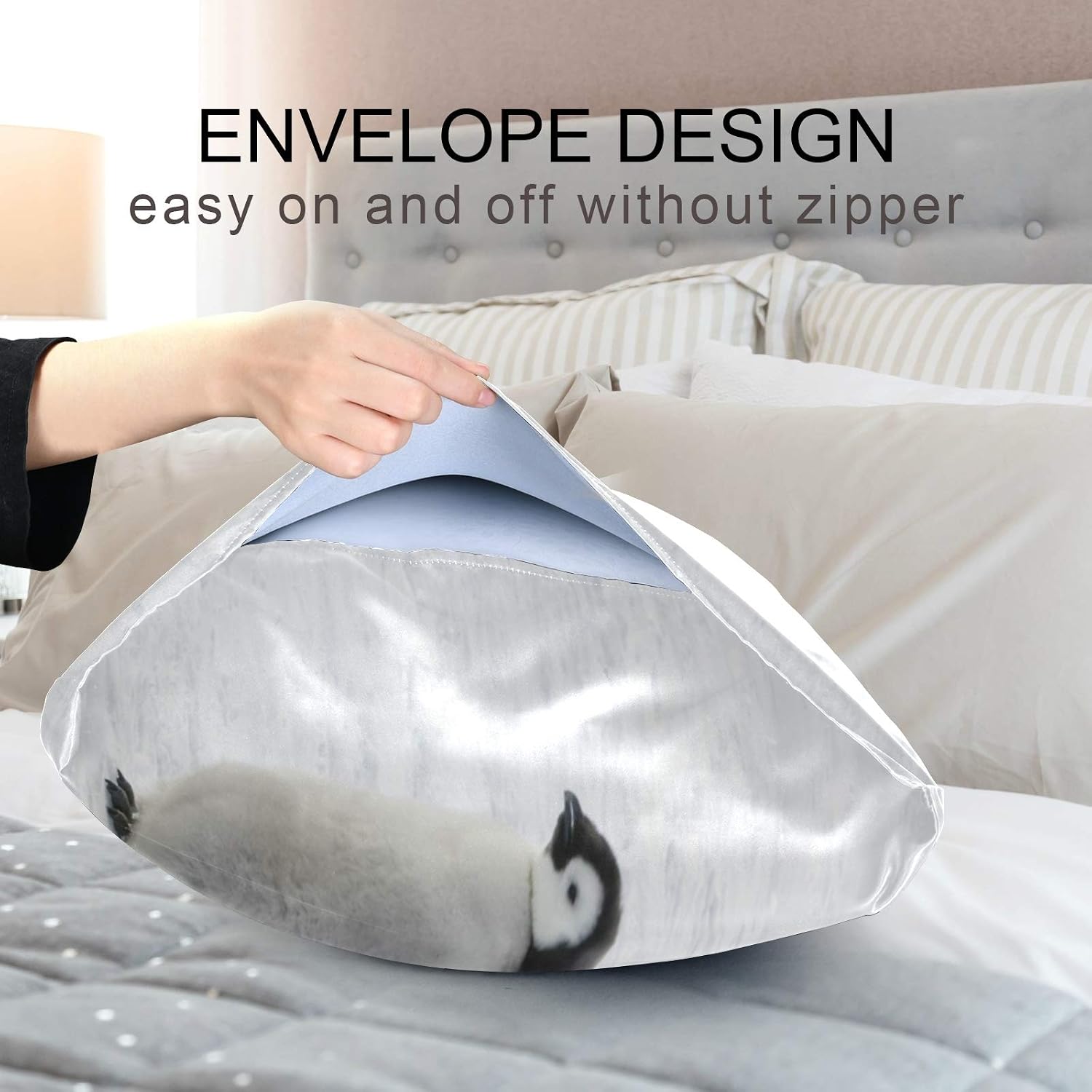 Blueangle Emperor Penguin and Child Satin Pillowcase for Hair and Skin Silk Pillowcase, Standard Size(20x26 inches) - Satin Pillow Covers…