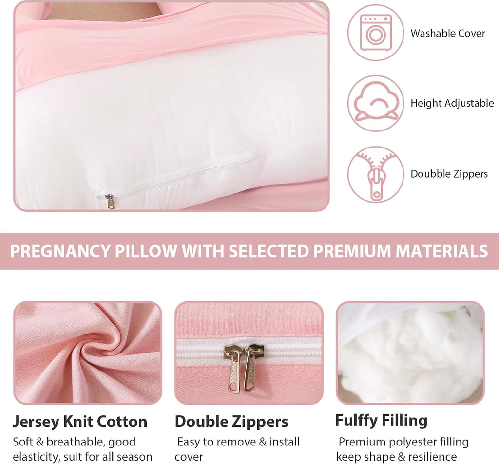 Amagoing Pregnancy Pillow, 57 Inch U Shaped Maternity Full Body Pillow for Sleeping, Support for Women with Hip, Leg, Back Pain, Washable J…