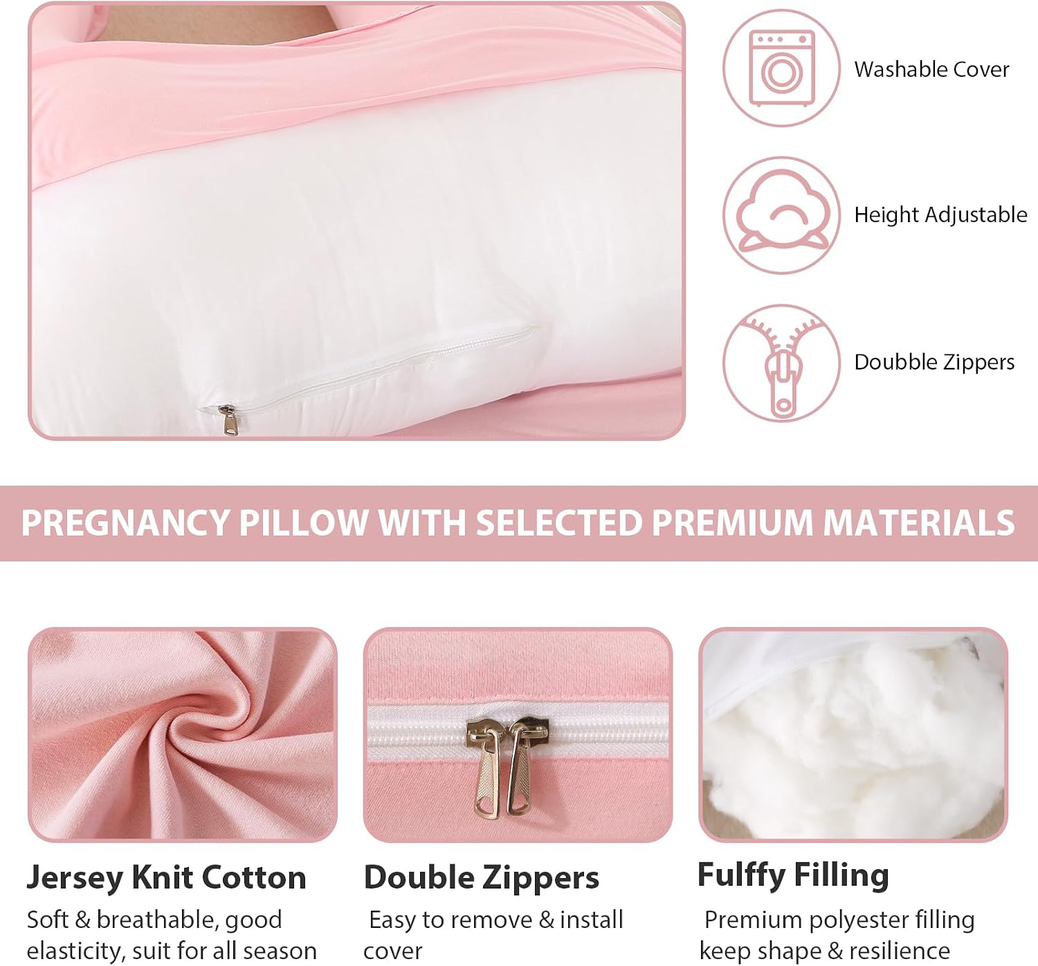 Amagoing Pregnancy Pillow, 57 Inch U Shaped Maternity Full Body Pillow for Sleeping, Support for Women with Hip, Leg, Back Pain, Washable J…