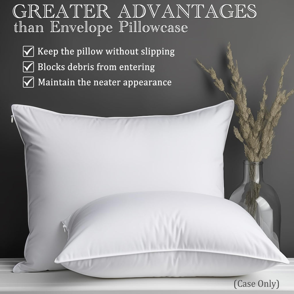 Precoco Toddler Pillowcase Set - 2 White Cotton 14x19 Inch Pillow Covers with Zipper Design for Secure Fit and Comfortable Sleep 2 pack 19…