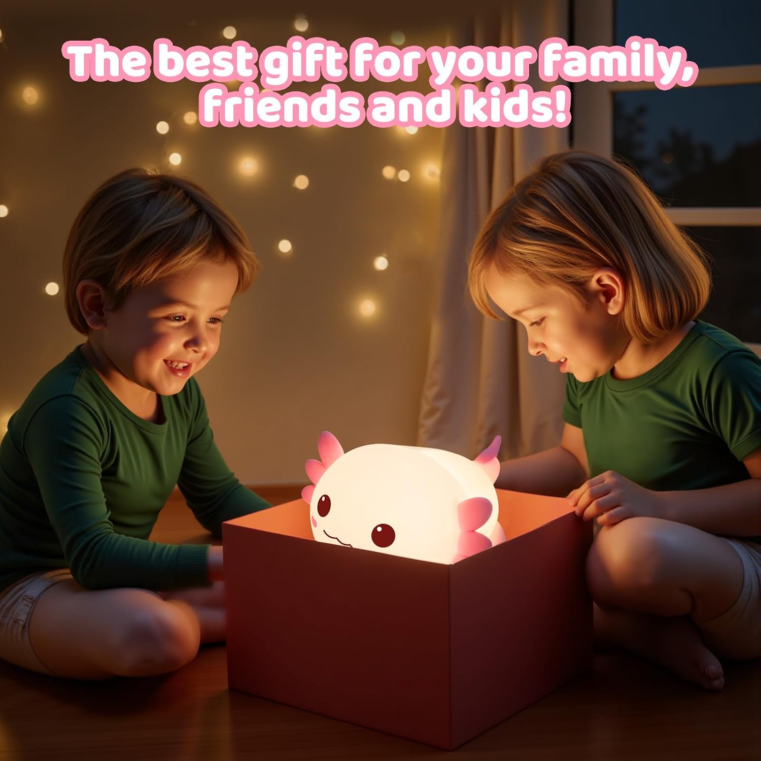 Mewaii Huggwaii Squishy Axolotl Night Light for Kids – Dimmable Silicone Axolotl Lamp, 2025 Upgraded Baby Night Light, Rechargeable, 20H Ba…