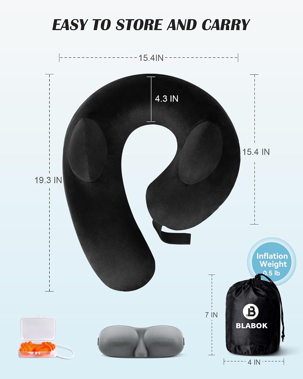 Patented Design Inflatable Travel Neck Pillow – Airplane Neck Pillow with 360° Head & Neck Support, Soft Washable Velvet Cover, Compact…