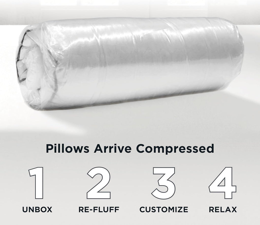 AllerEase Platinum 2-in-1 Adjustable Pillow, CleanBoost Allergen Barrier, Extra Fill, Standard/Queen - 2 Pack 2 Pack White