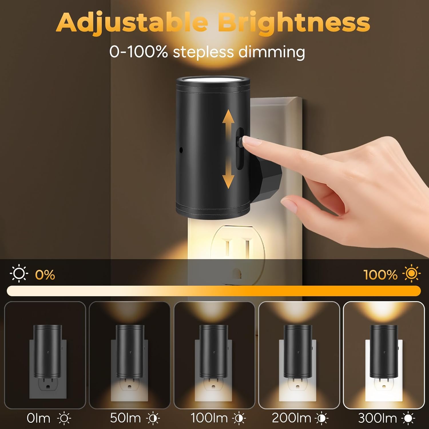 LED Night Lights with Motion Sensor & Dusk to Dawn Sensor, Night Lights Plug into Wall Dimmable Soft White Nightlight with 5-300lm…