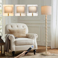 BOBOMOMO 62" Rustic Farmhouse Floor Lamp Antique White with Remote & Dimmable 9W Bulb, 3 Color Temperatures Resin Standing Lamp, Retro…