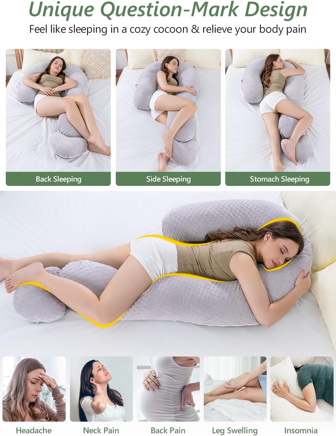 Meiz Question Mark Body Pillow for Adults & Couples, Dual-Sided Velvet Long Bolster Pillow with Detachable Heart Cushion for Hugging…