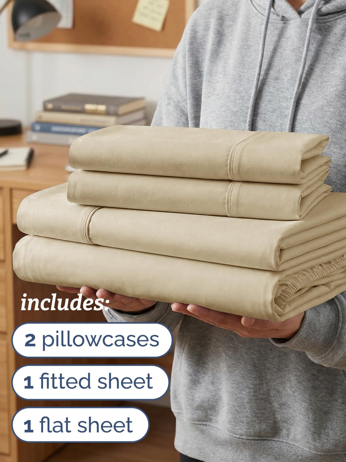 Twin XL 4 Piece Sheet Set - Comfy, Breathable & Cooling - Hotel Luxury Bedding for Women, Men, Kids, Teens and Children - 1 Flat & 1…