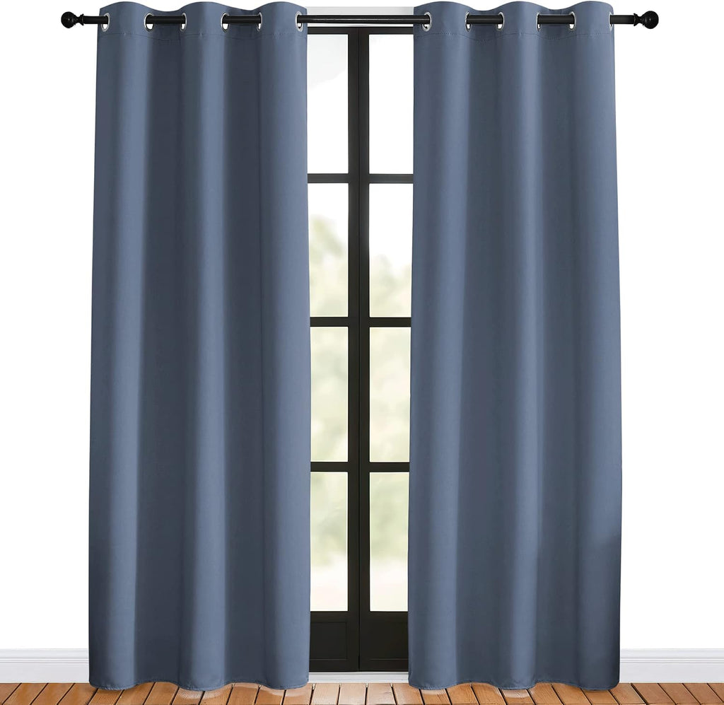 NICETOWN Blackout Curtains for Bedroom, Stone Blue, 42-inch Wide x 80-inch Long, 2PCs, Thermal Insulated Privacy Window Treatment…