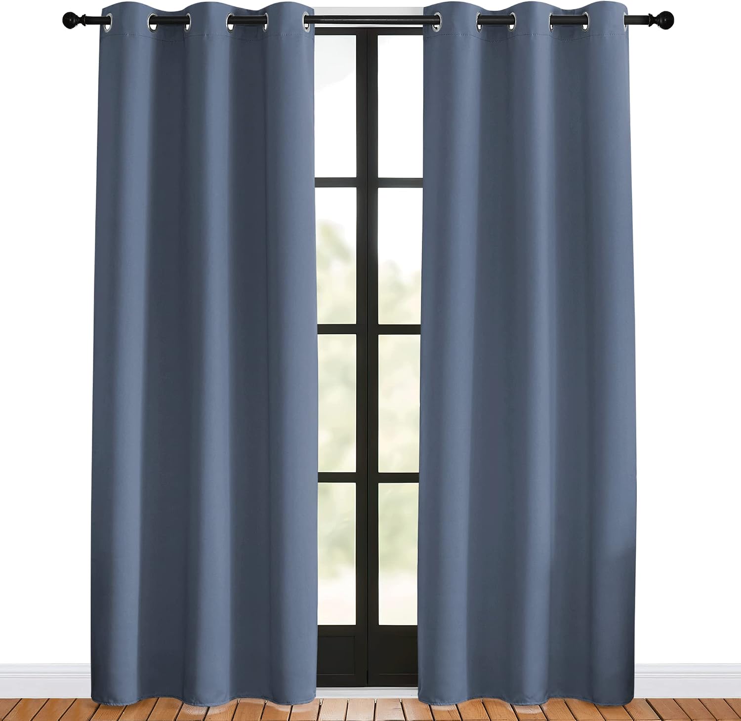 NICETOWN Blackout Curtains for Bedroom, Stone Blue, 42-inch Wide x 80-inch Long, 2PCs, Thermal Insulated Privacy Window Treatment…