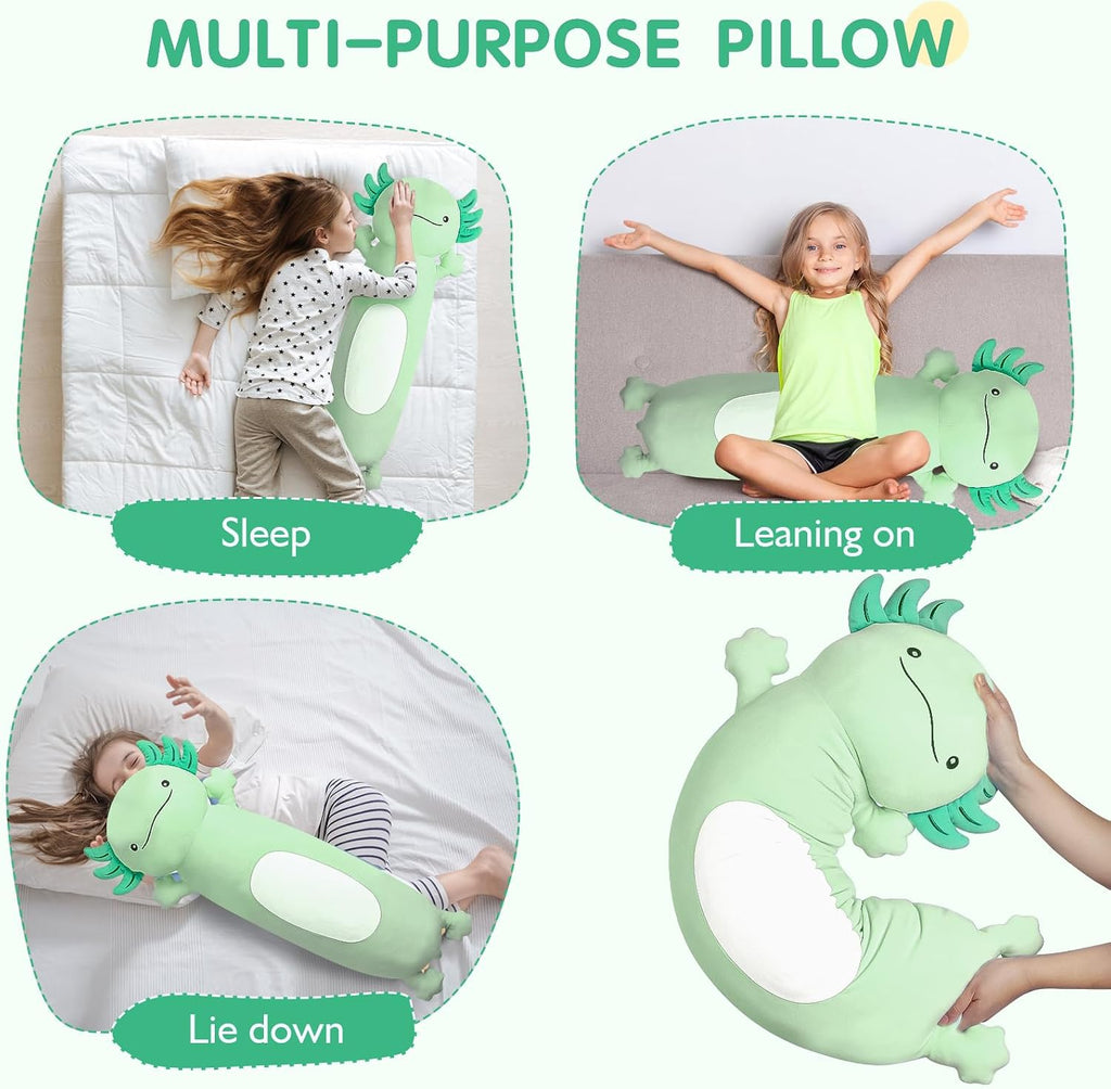 Dalmao 36" Giant Green Axolotl Stuffed Animal, Cute Soft Long Axolotl Plush Large Body Pillow Big Squishy Plushies Toy, Gift for Kids…
