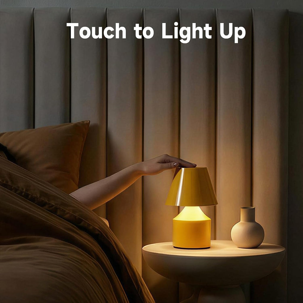 AUGE LIGHT Mini Tap Lamp, Touch Control Night Light, Type-C Rechargeable Cordless Table Lamp, for Bedroom, Living Room, Kids’ Gift, Yellow