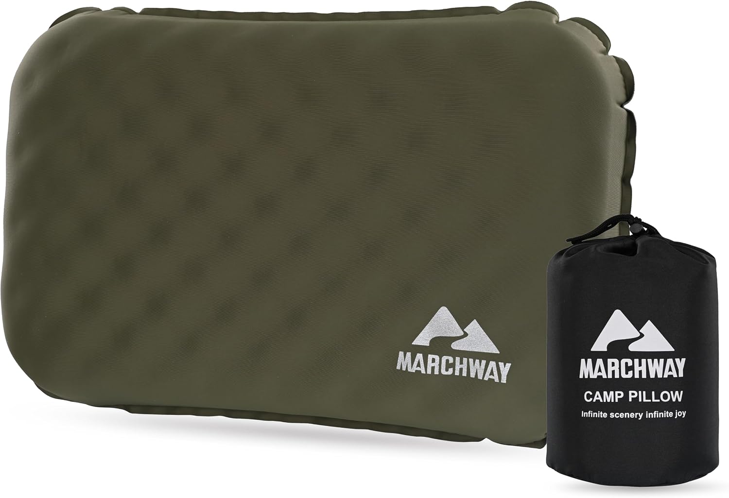 MARCHWAY Inflatable Camping Pillow with Soft Foam Top & TPU Air Bladder, Dual-Sided Support for All-Season, Lightweight Compact Travel…