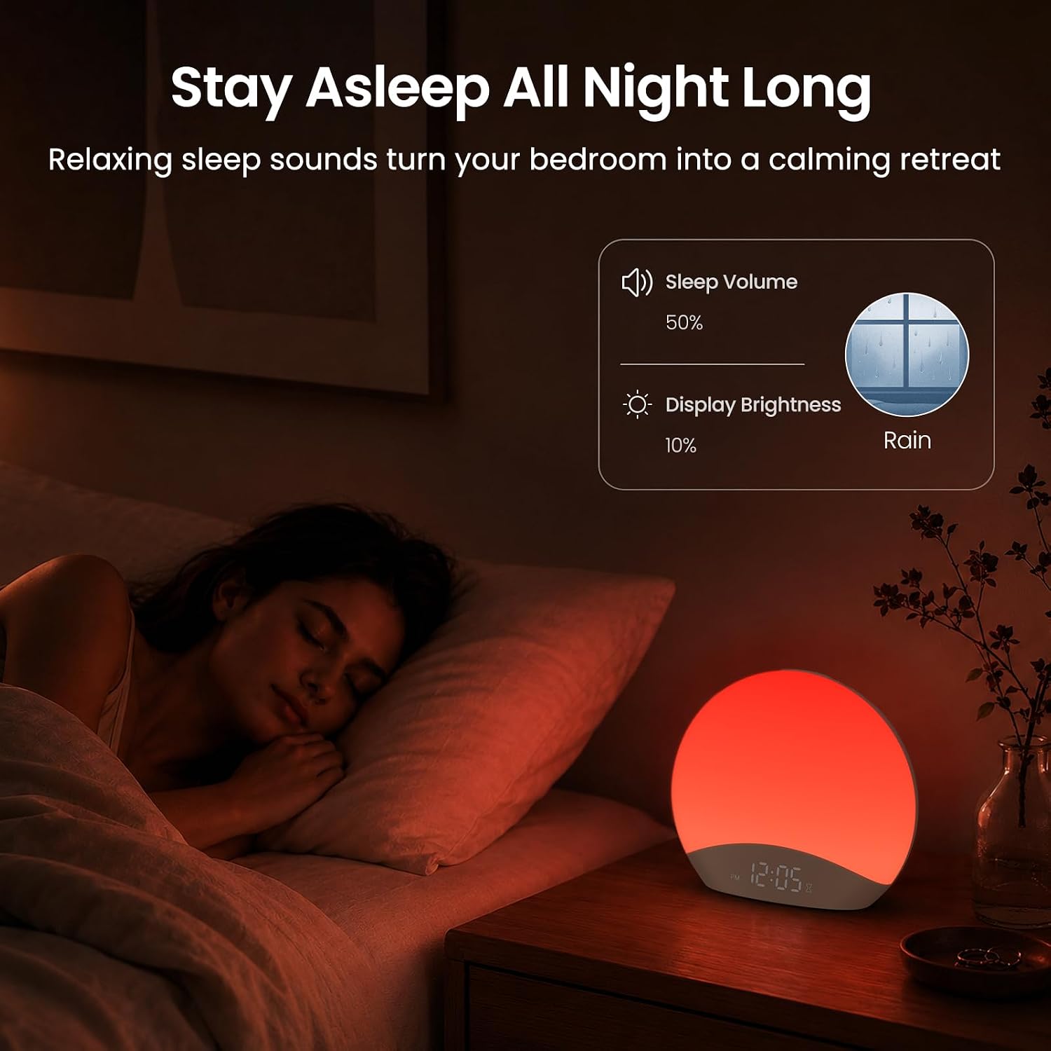 REACHER R7APP Smart Sunrise Alarm Clock with App Control, Custom Wake & Sleep Routines - Multi Sunrise Color, White Noise Sound Machine…