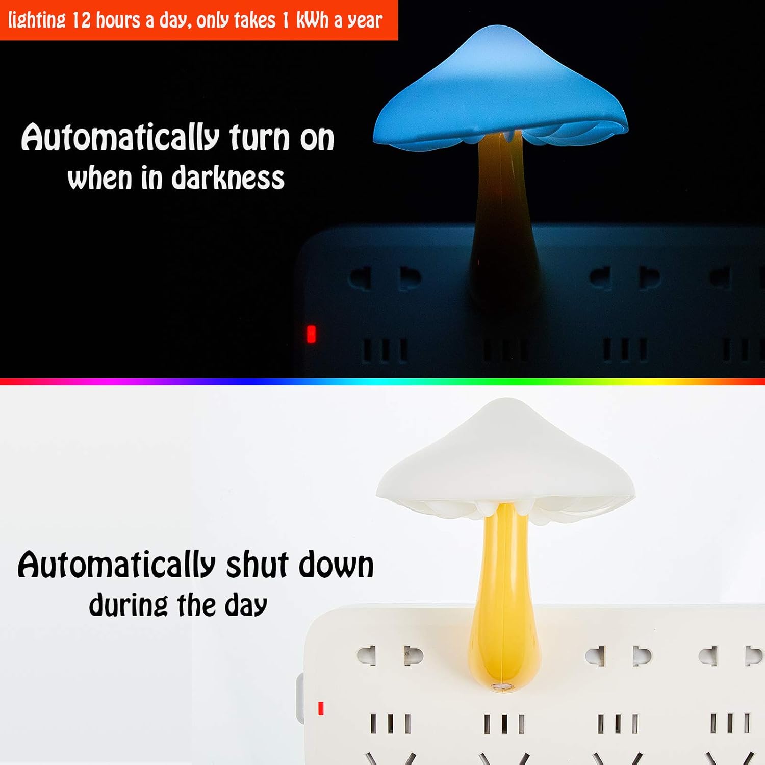 Honoson 4 Pieces Mushroom Night Light LED Night Light Plug in Lamp 7 Color Magic Mini Pretty Mushroom Shaped Lamp Adults(Colorful Light…