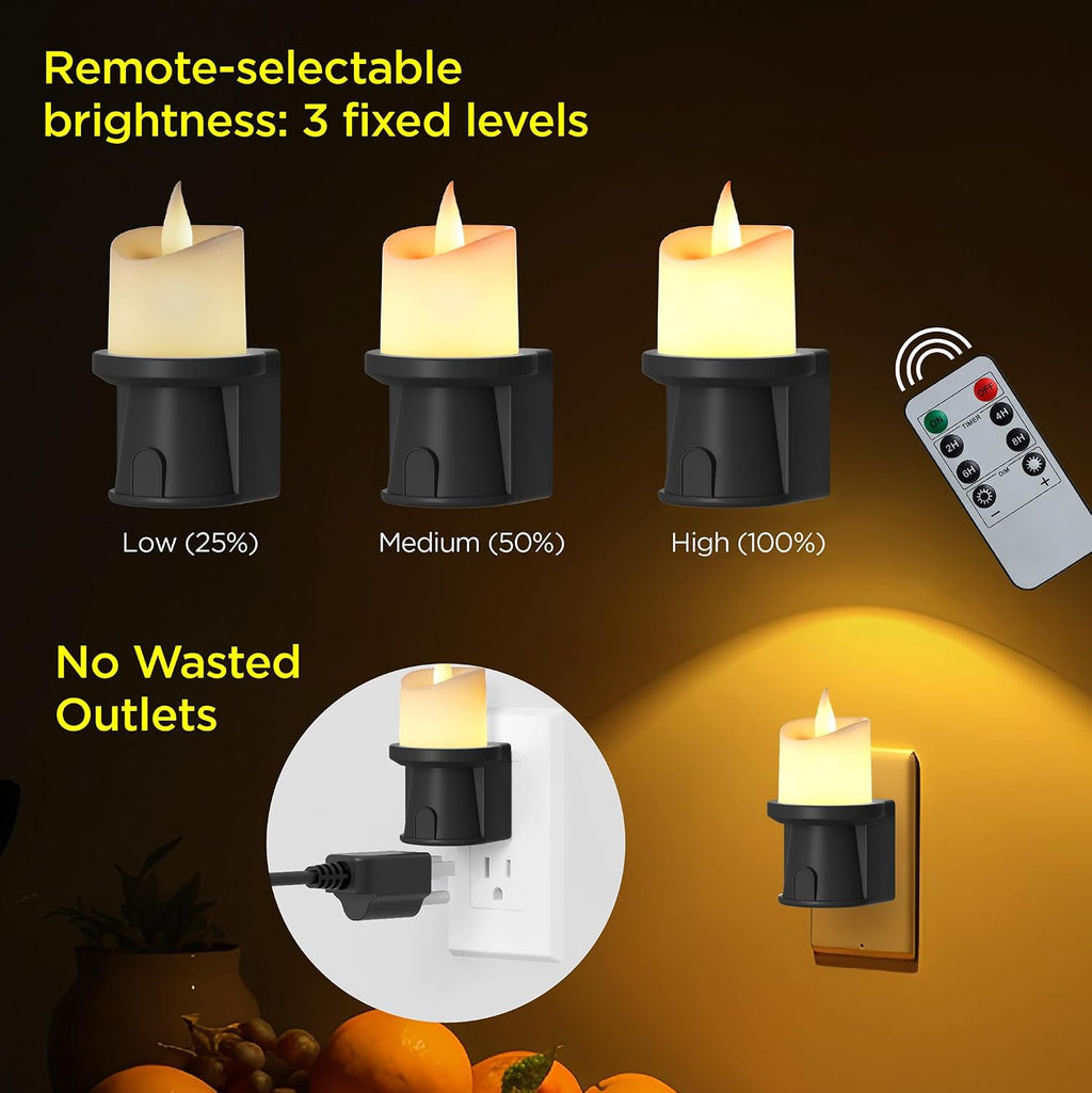 2-in-1 Plug in Night Light (2 Pack) - Dual Mode: Sensor & Remote Control - Modern Farmhouse Black Candle Wall Sconce for Industrial…