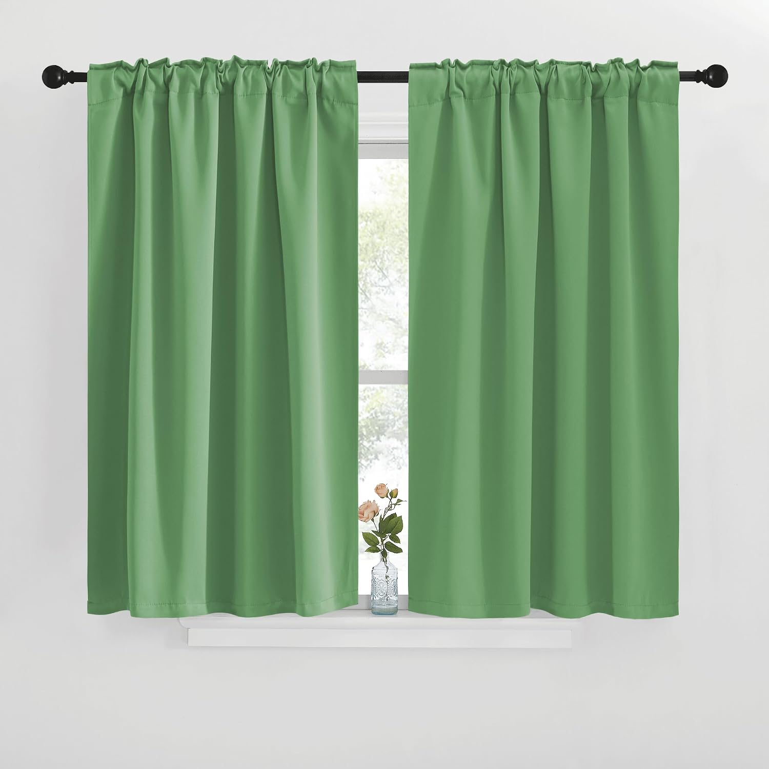 NICETOWN Window Treatment Blackout Curtains and Draperies - (Forest Green Color) 42x40 inch, 2 Panels, Room Darkening Blackout Panel…