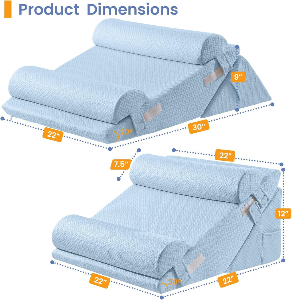 Sasttie Wedge Pillow Set for After Surgery, 3PCS Adjustable Bed Wedge Pillow Headboard with Memory Foam Neck Cushion – for Acid Reflux, Sle…