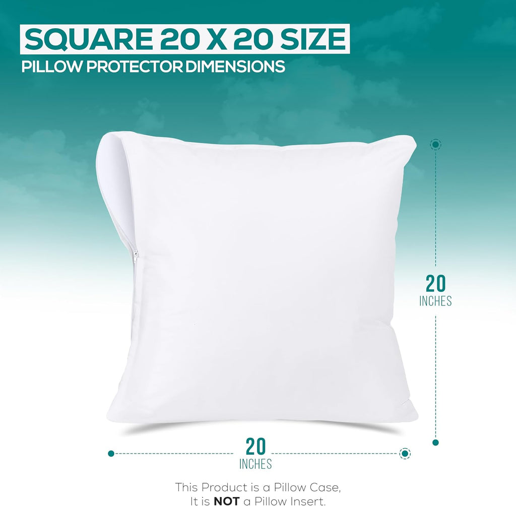 Utopiabedding Utopia Bedding Waterproof Throw Pillow Protectors (No Pillow Inserts) with Zipper 20 x 20 Inches (2 Pack, White), Bed Bug Pro…