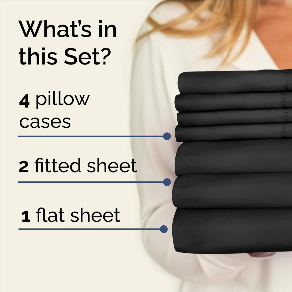 Split King 7 Piece Sheet Set - Comfy Breathable & Cooling - Hotel Luxury Bedding for Women, Men, Kids, Teens & Children - 1 Flat & 2…