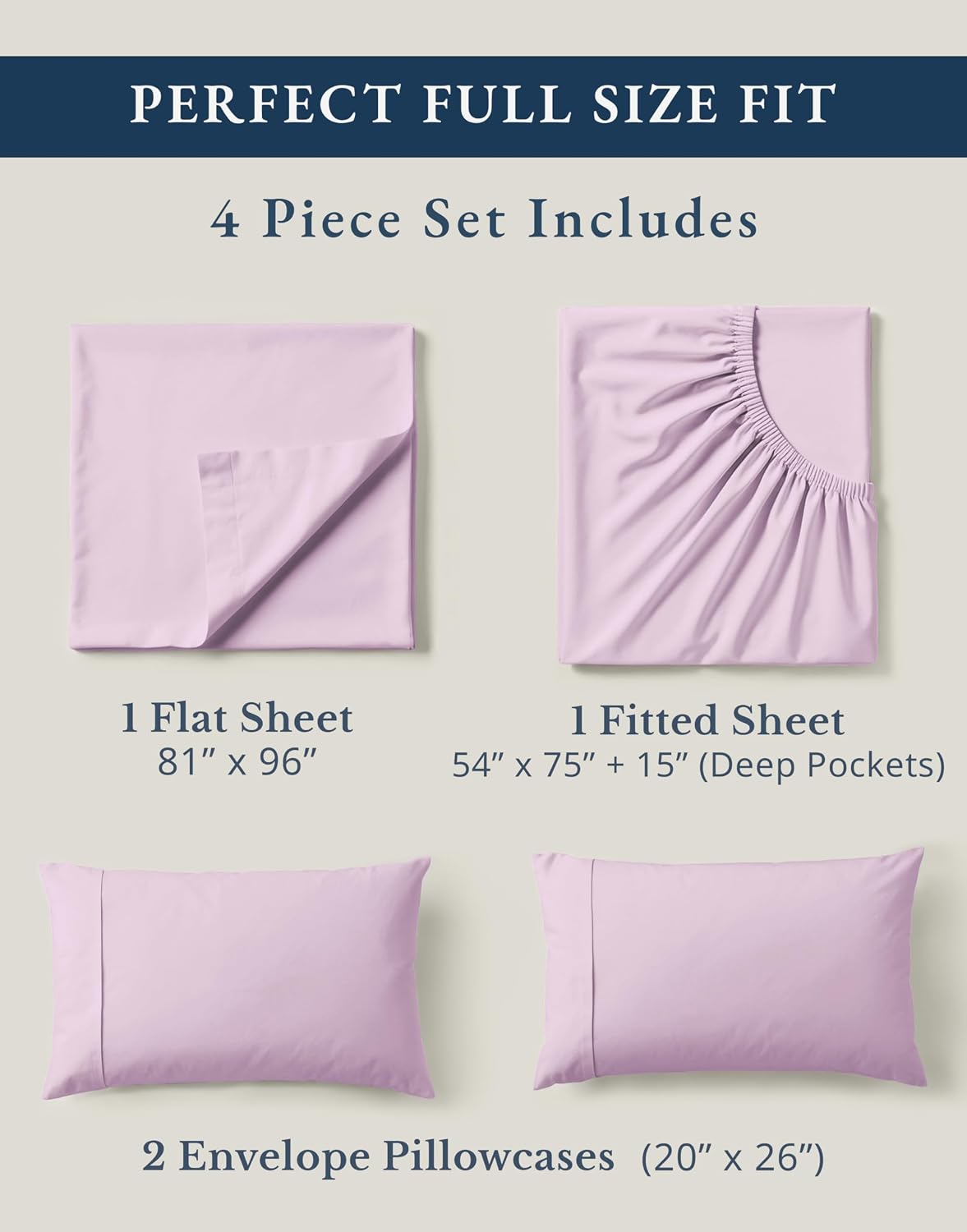 LaneLinen LANE LINEN 100% Organi Cotton reusable Bed Sheets Full Size, Fully Elasticized Naturally Cooling Soft & Comfy, Machine Washab…
