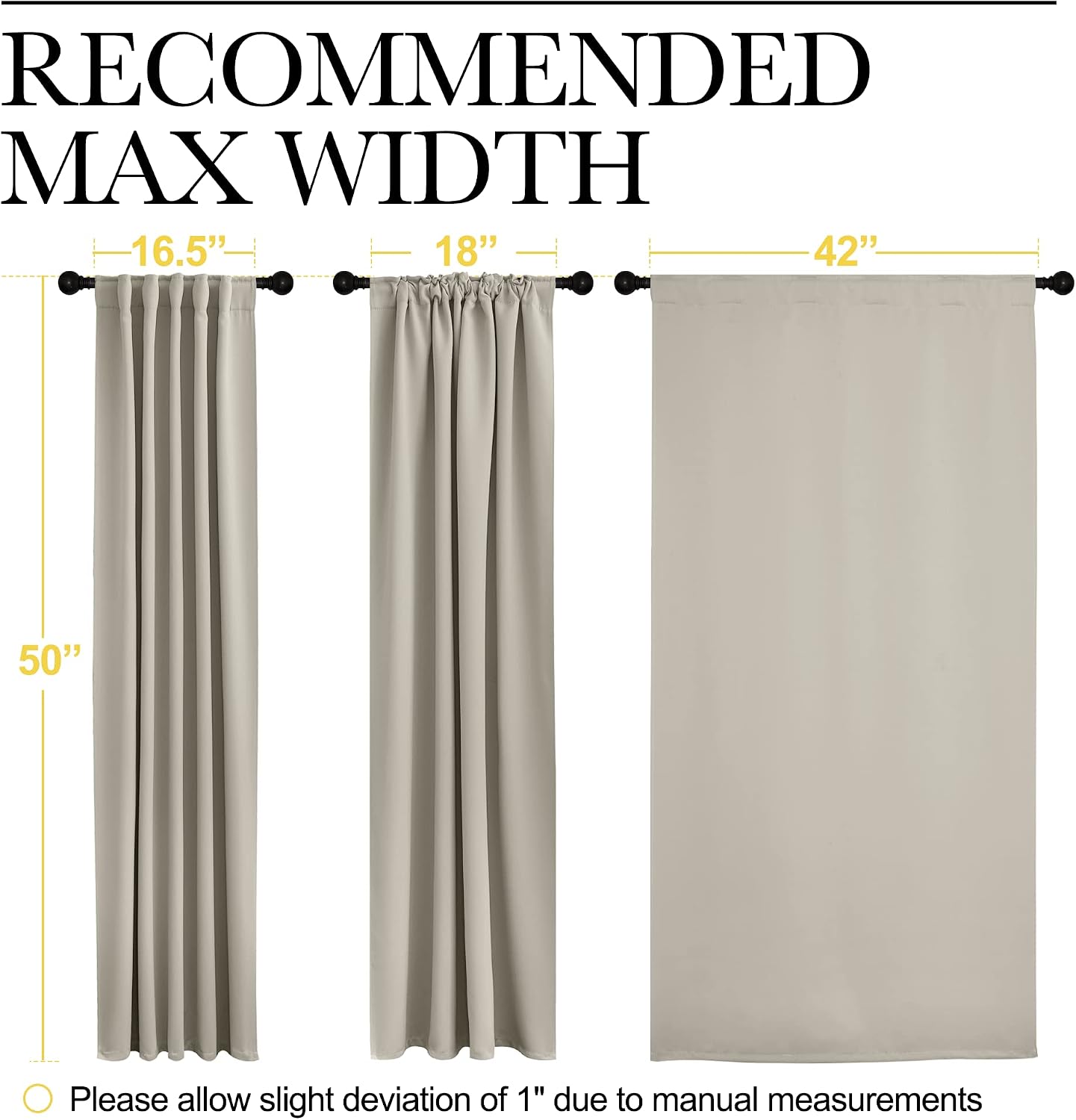 NICETOWN Blackout Curtains Window Drapes - (Natural Color) 42 inches W by 50 inches L, Set of 2, Blackout Curtain Panels for Boy's Nursery
