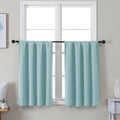 Simplebrand Ava Aqua Short 36 Inches Blackout Curtain 2 Panels Set, Half Window Rod Pocket Privacy Curtain Tiers for Kitchen, Curtains Blac…