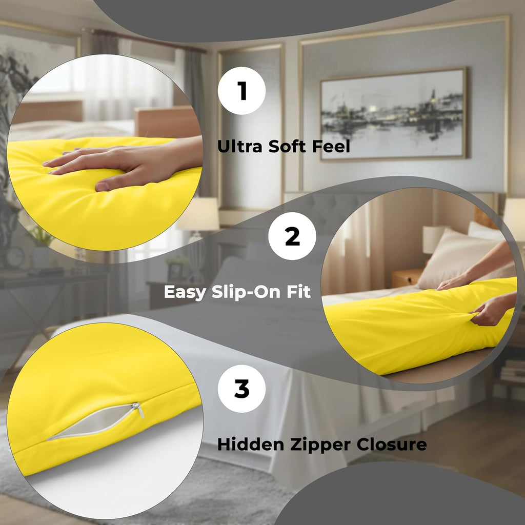 Royalelinens ROYALE LINENS Body Pillow Cover - Double Brushed 1800 Microfiber - 20"x54" with Hidden Zipper Closure - Wrinkle & Fade Resista…