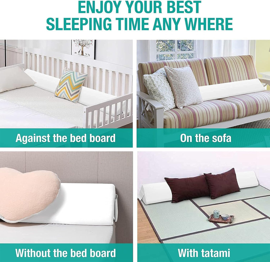 Vekkia Full Bed Wedge Pillow Gap Filler/Headboard Pillow/Mattress Wedge Fill Gap (0-6") Between Headboard and Mattress (White 54"x10"x6")