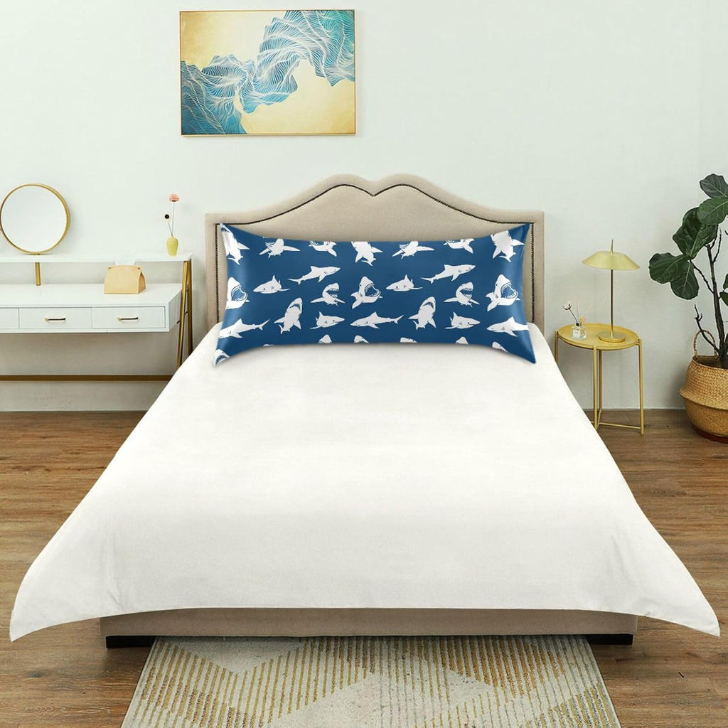 White Sharks Silhouettes Pillow Covers Silk Pillowcase for Hair and Skin Soft Smooth Breathable Cooling Satin Pillowcase Standard Size…