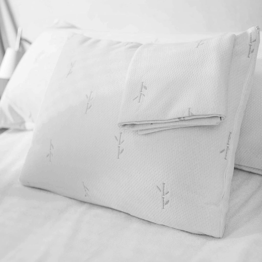 FeelAtHome 65% Polyester & 35% Rayon Derived from Bamboo Cooling Pillow Cover Waterproof - 20x26 Inches Pack of 2 (Standard) - Soft & Comfo…