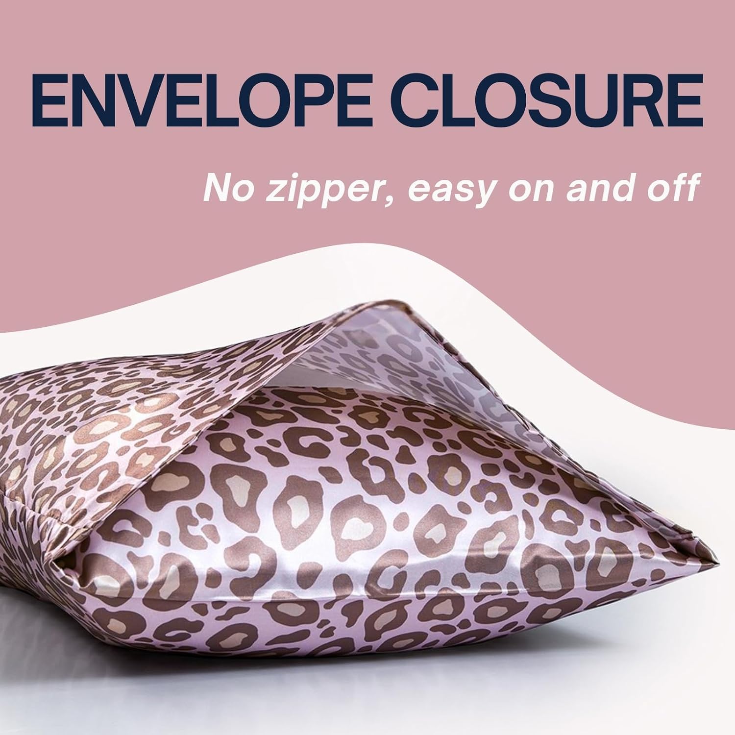 Lcbd Satin Pillowcase King Size for Hair and Skin, Pink Leopard Printed Pillow Cases Set of 2, Silky Cheetah Print Pillow Covers with Envel…