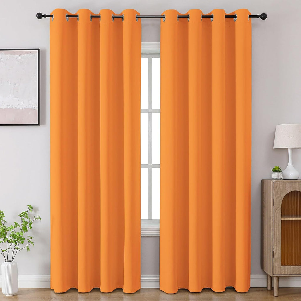 Cucraf Orange Blackout Curtains 84 inch Length 2 Panels Set, Room Darkening Drapes for Living Room Bedroom, Thermal Insulated Light Blockin…