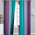 Estelartextiler Estelar Textiler Teal and Purple Ombre Blackout Curtains 96 Inches Long 2 Panels for Living Room, Grommet Thermal Insulated…
