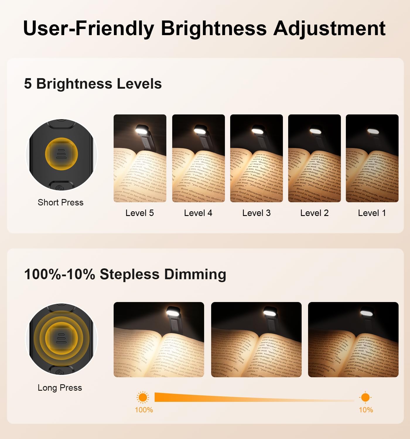 Gritin Reading Light, Book Light for Reading in Bed - Eye Caring 3 Colors, 5-Level Dimmable Brightness, Long Lasting, Compact Size…